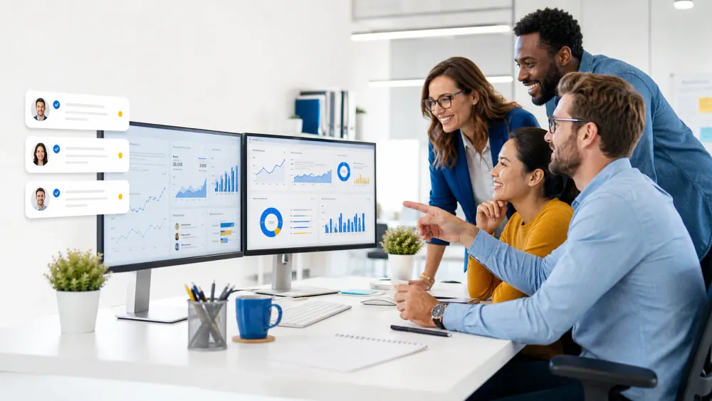 Lead generation team in a modern digital workspace